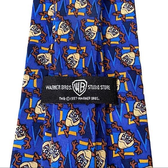 Silk tie Looney Tunes Taz Pattetn Tie 1997 SILK “Novelty” necktie 90s - Picture 3 of 5